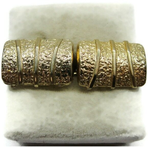 Cufflinks Gold Tone Textured Tux Shirt Dress Suit Vintage - Picture 4 of 7